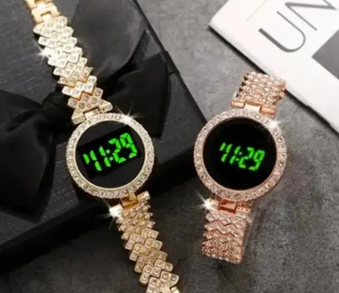 Digital Watch for Girls RoseGold Stainless Steel Strap