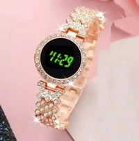 Digital Watch for Girls RoseGold Stainless Steel Strap