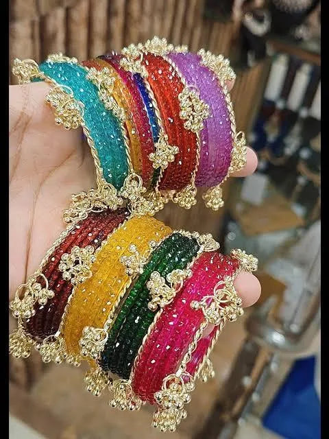 Multi Color Gemstone Kara Bangle Set for Women