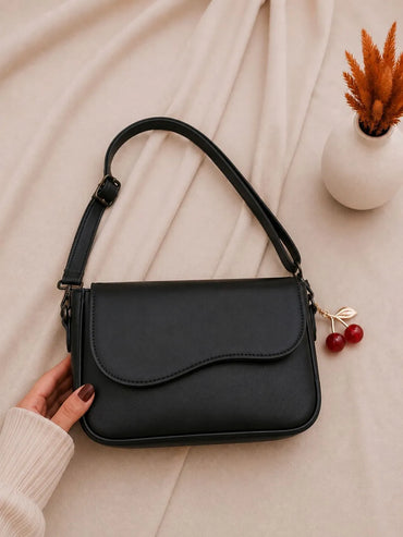 Girl's PU Leather Plain Shoulder Bag