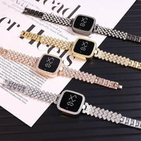 Girls Crystal Watch Square Dial Touch Screen Rhinestone Band