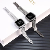 Girls Crystal Watch Square Dial Touch Screen Rhinestone Band