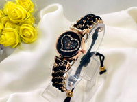 Rose Gold Heart Watch with Sparkles for Girls