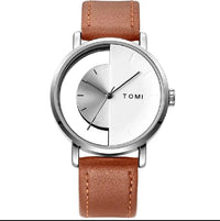 TOMI T-080 Unisex Watch Half Transparent Leather Strap