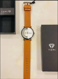 TOMI T-080 Unisex Watch Half Transparent Leather Strap