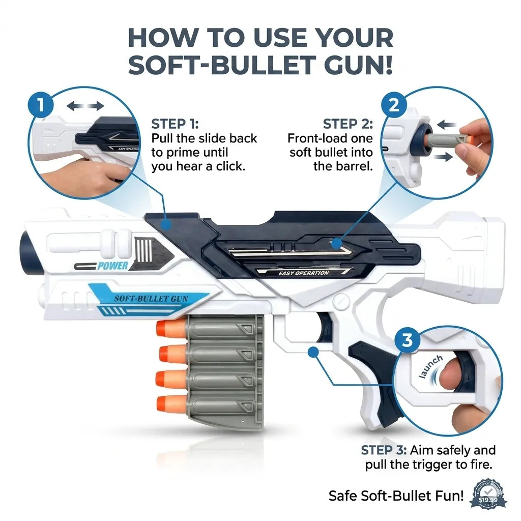 Professional Soft-Bullet Blaster Gun for Kids 1-12 Years