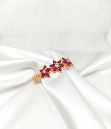 Red FloraMulticolored Kundan Kara Bangles Set of 4
