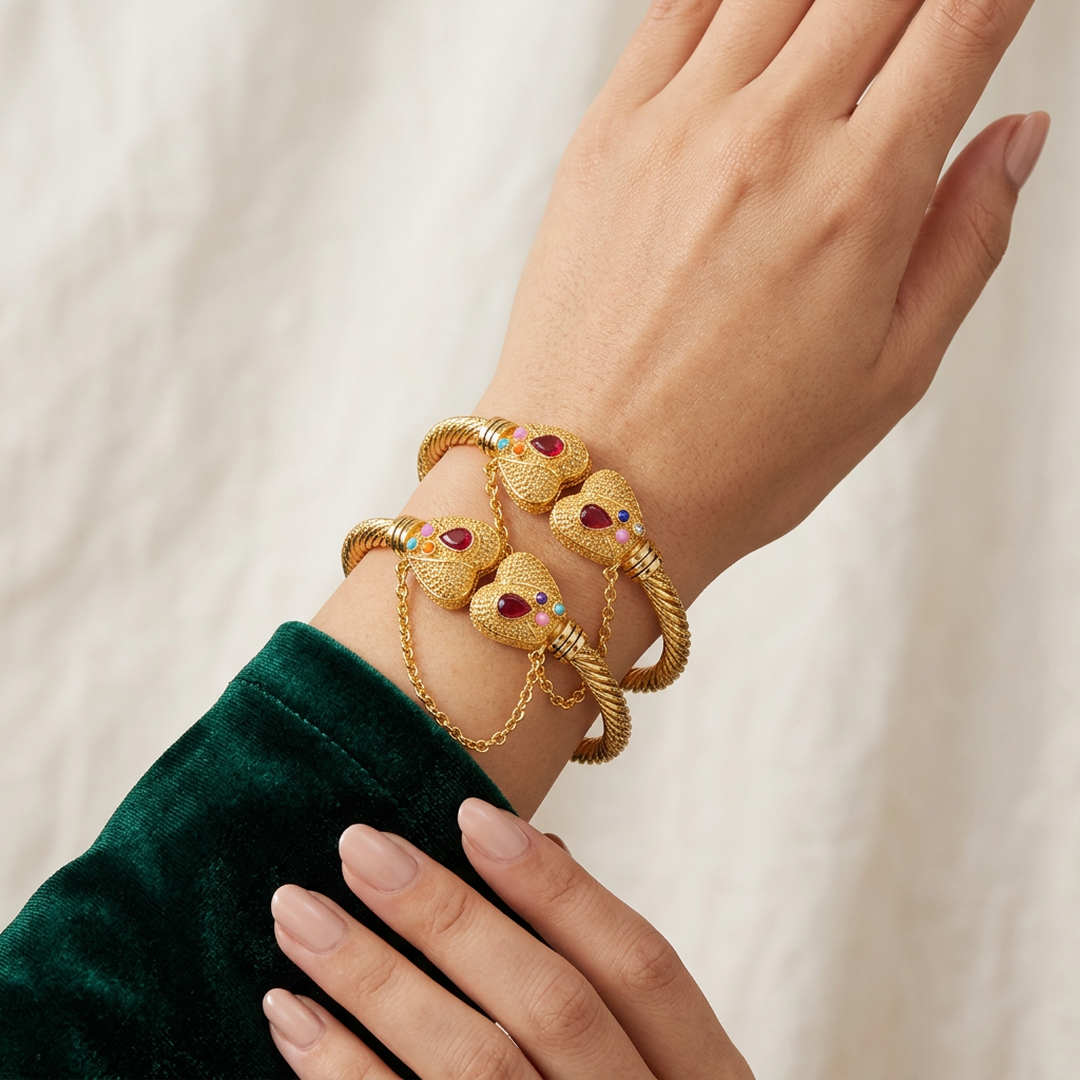 Gold Skull Bangles Set for Women Eid Wedding Wear