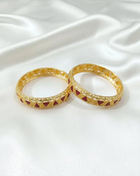 Gold Tarnish Kara Bangle Red Triangle Wedding Party Wear