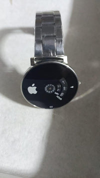 Men's Stainless Steel Black Dial Quartz Watch 48mm