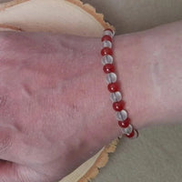 Red Crystal Pearl Charm Bracelet for Women 2 Pcs