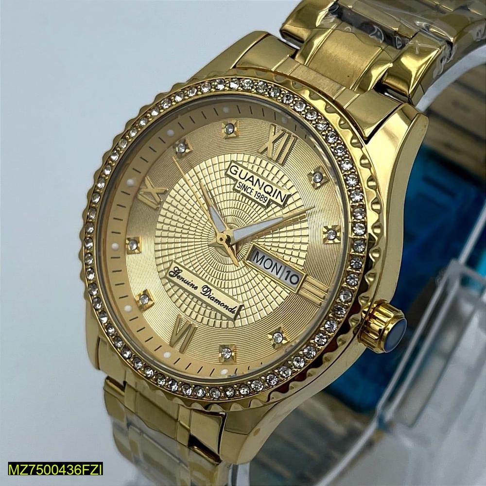 Gold Stainless Steel Watch for Men Daily Office & Formal Wear- standard size - ORIGINAL