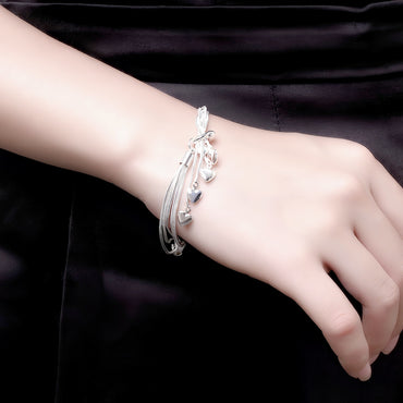Silver Plated Five Heart Bracelet for Women
