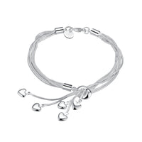 Silver Plated Five Heart Bracelet for Women