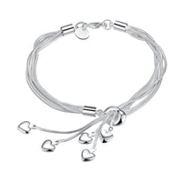 Silver Plated Five Heart Bracelet for Women