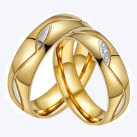 18K Gold Titanium Couple Rings with Diamond Accents