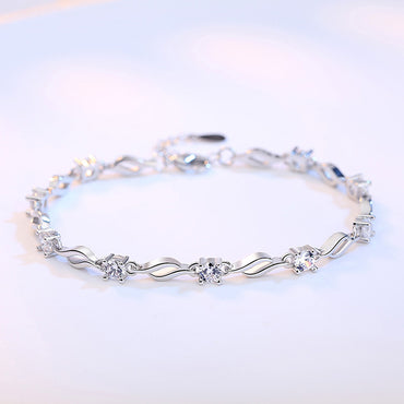 Stylish Twisted Crystal Love Bracelet for Women