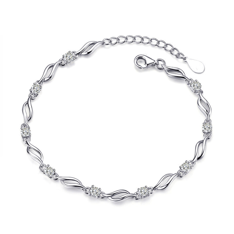 Stylish Twisted Crystal Love Bracelet for Women