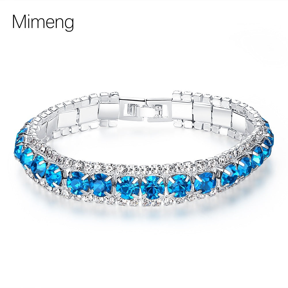 Blue Crystal Bracelet for Women Wedding Office Daily Wear