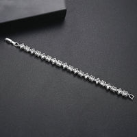 Silver Flower Bracelet for Women with Sparkling Stones