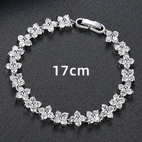 Silver Flower Bracelet for Women with Sparkling Stones