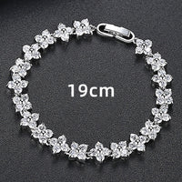 Silver Flower Bracelet for Women with Sparkling Stones