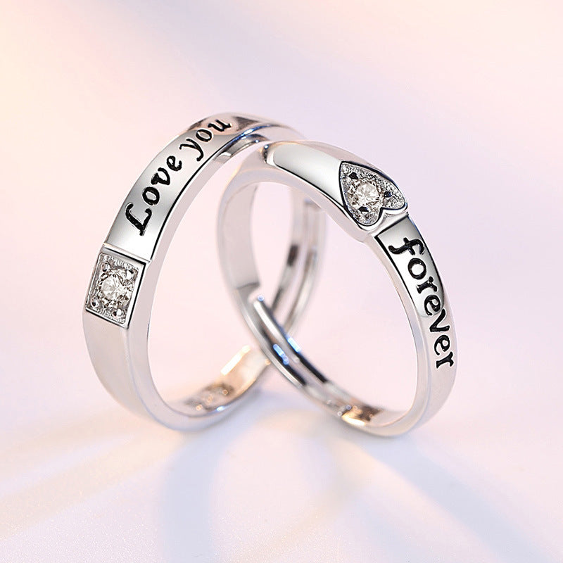 Silver Love Shape Couple Ring Adjustable Girl's / Women"s Jewelry