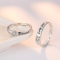Silver Love Shape Couple Ring Adjustable Girl's / Women"s Jewelry
