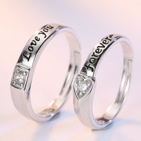 Silver Love Shape Couple Ring Adjustable Girl's / Women"s Jewelry