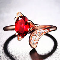 Rose Gold Fox Charm Ring for Girl Daily Wear - Precious stone