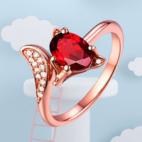 Rose Gold Fox Charm Ring for Girl Daily Wear - Precious stone