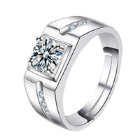Men's 18K Platinum Plated Wide Diamond Ring
