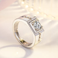 Men's 18K Platinum Plated Wide Diamond Ring