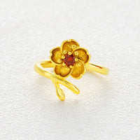 Women Gold-Plated Daisy Jewelry Set Necklace Ring Earrings
