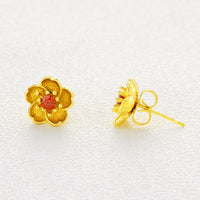 Women Gold-Plated Daisy Jewelry Set Necklace Ring Earrings