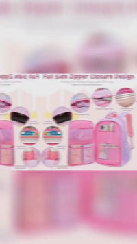 Princess Dream Rainbow School Backpack – Large Capacity Ergonomic Pastel Book Bag for Girls (44×31×13 cm)